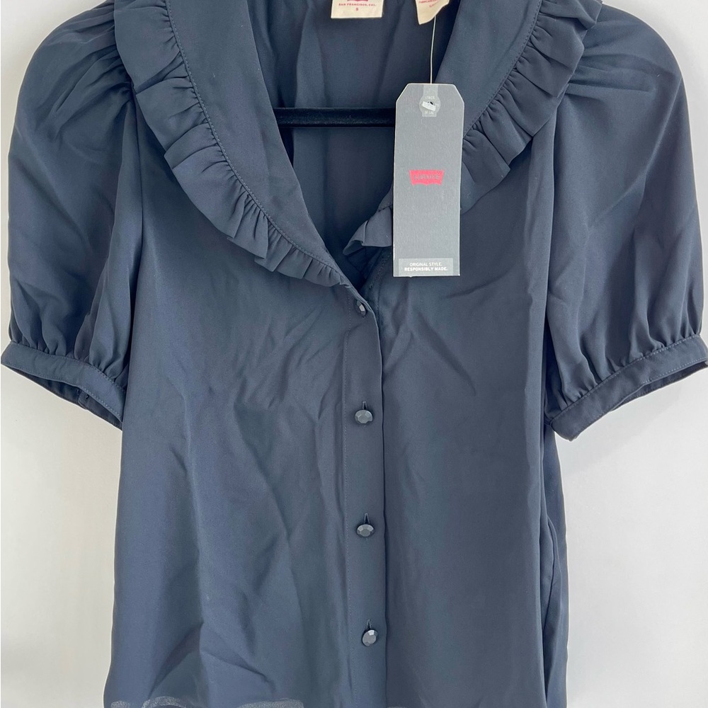 Levis Elegant Black Ruffled Women's Top NWT